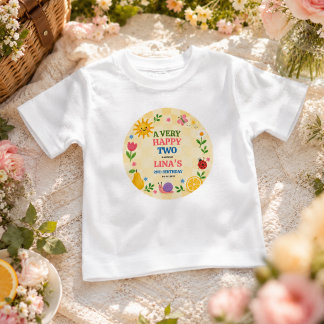 Camiseta Jardim Ensolarado Festa de Picnic Floral de 2º Ani