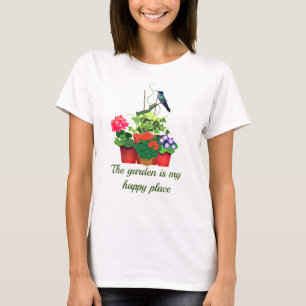 Camiseta Jardim Feliz/Jardim Flor com Beija-Pássaro