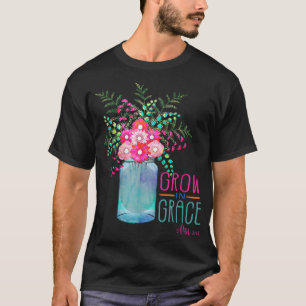 Camiseta Jardim Flor Cresce Em Grace Bíblia De Mulher Crist