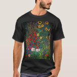 Camiseta Jardim Flor Gustav Klimt<br><div class="desc">Camiseta com Fazenda de pintura de óleo de Gustav Klimt com girassóis (1907). Um belo jardim de girassóis e belas flores azuis,  vermelhas,  roxas,  rosa e brancas. Um presente de excelente para fãs de Arte Nouveau e de Arte Austríaca.</div>