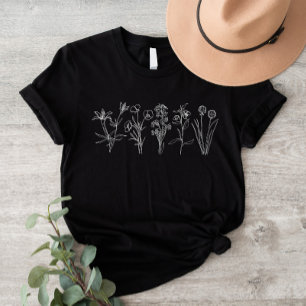 Camiseta Jardim Floral Botânico Boho Flor Silvestre Branco
