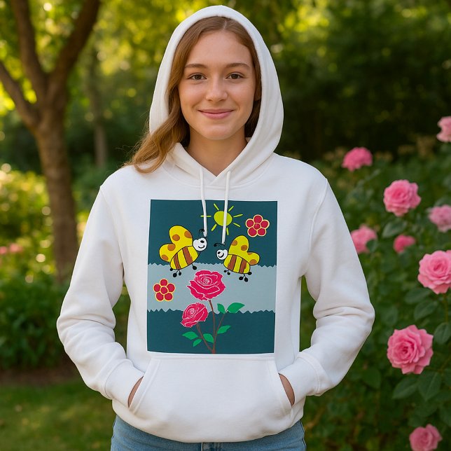 Camiseta Jardim Floral de Abelhas e Rosas (Criador carregado)