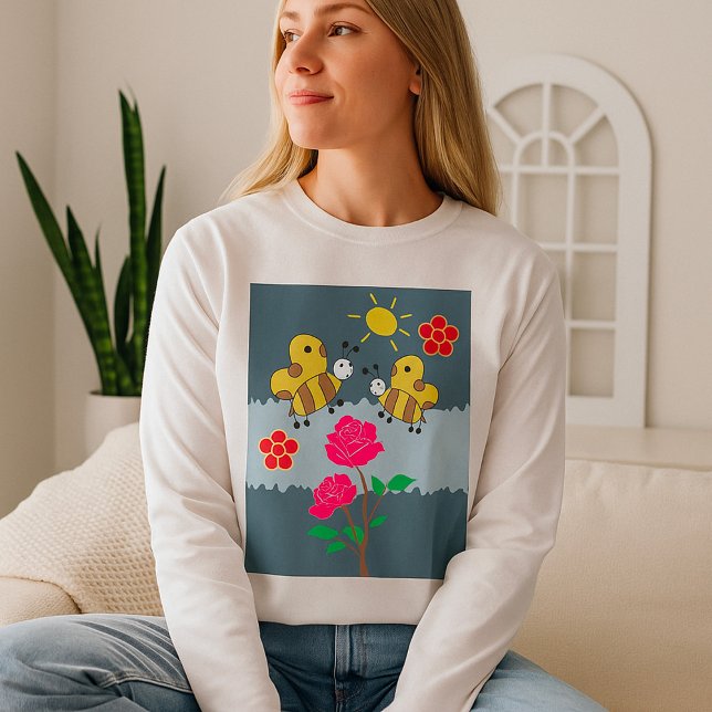 Camiseta Jardim Floral de Abelhas e Rosas (Criador carregado)