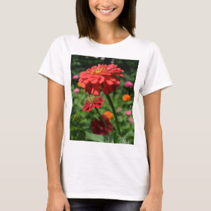 Camiseta Jardim floral de laranja vermelho-elegante