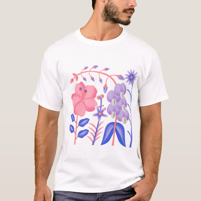 Camiseta "Jardim Florido Pastel" (Frente)