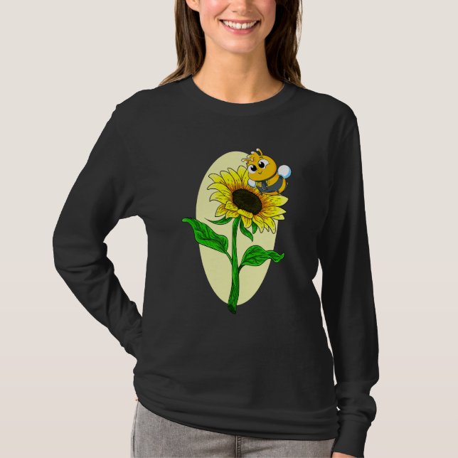 Camiseta Jardim Girassol Cuta Abelha Amarela Flor Hippie Su (Frente)