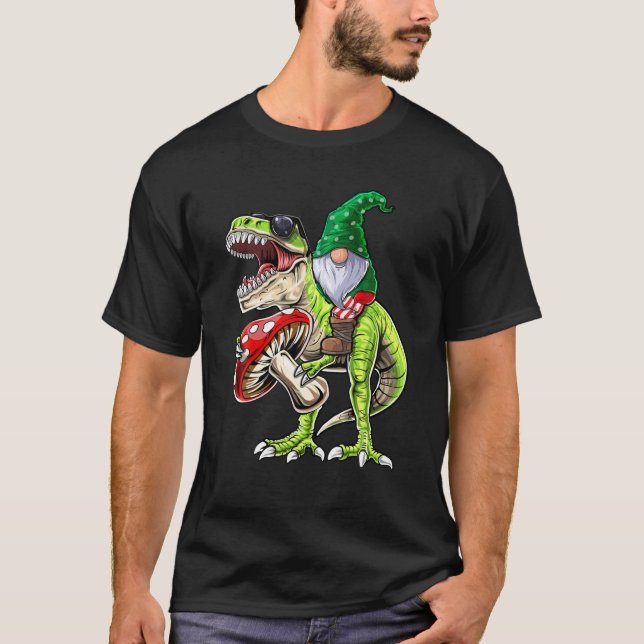 Camiseta Jardim Gnomo Hat T Rex Dinossaur Engraçado Jardina (Frente)
