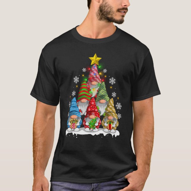 Camiseta Jardim Gnomos de Árvore Pine de Natal Xmas (Frente)