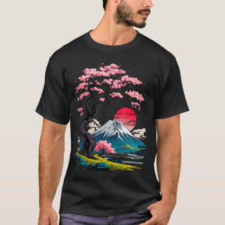 Camiseta Jardim Japonês Sakura Geisha Monte Fuji Cerejeira
