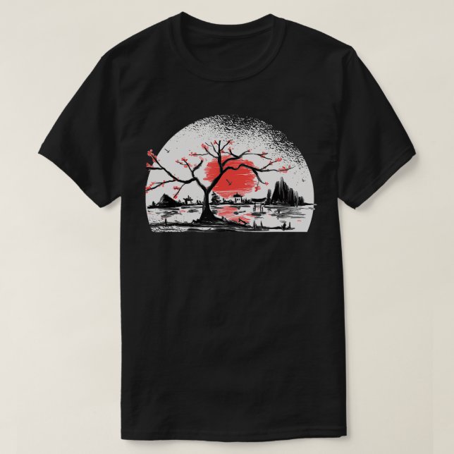 Camiseta jardim japonês torii japanês samurai (Frente do Design)