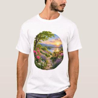 Camiseta Jardim Pacífico Lago Montanha Paisagem