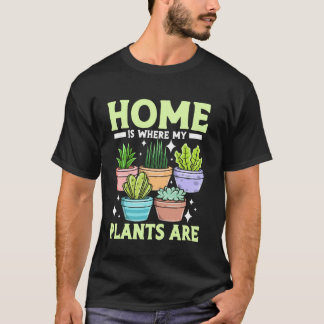 Camiseta Jardim Planta Em Vaso Cacto Suculenta Casa É Onde