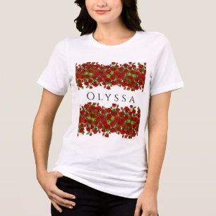 Camiseta Jardim Romântico de Rosas Vermelhas Clássicas com