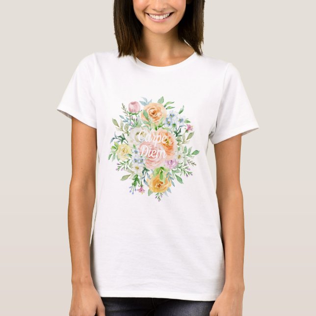 Camiseta Jardim romântico Pastel (Frente)