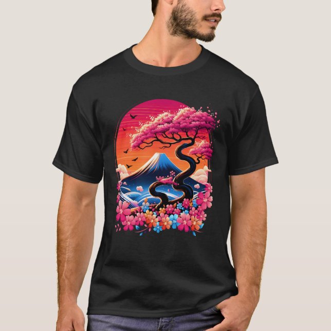 Camiseta Jardim Sakura Geisha Monte Fuji Cherry Bl (Frente)