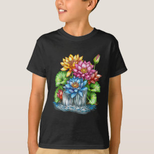 Camiseta Jardim Zen de Meditação da Cachoeira de Lótus Colo