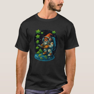 Camiseta Jardinagem 4\Astronauta Espacial Cósmico Gnomo Jar