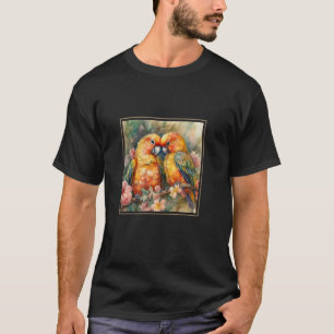 Camiseta Jardinagem 4\Pintura de Flores de Jardim de Pássar