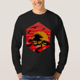 Camiseta Jardinagem Budista Zen Estética Japonesa Pôr do So