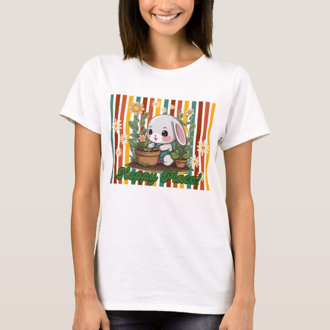 Camiseta Jardinagem Coelhinha em Hoppy Place (Frente)
