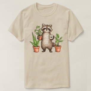 Camiseta Jardinagem de Guaxinim - Movido por Plantas e Café