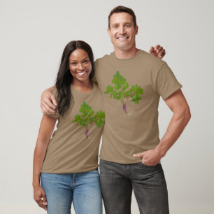 Camiseta Jardinagem de Rabanete Arte Terroso de Plantas