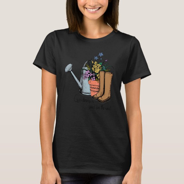 Camiseta Jardinagem é Bom Para a Alma Jardim de Flores Silv (Frente)