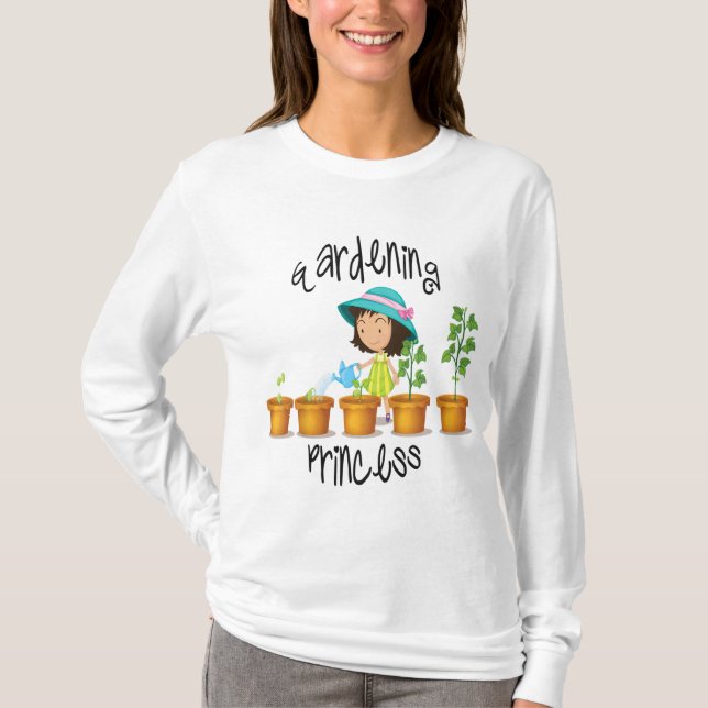 Camiseta Jardinagem Princesa Garden Girls Crianças Jovens (Frente)