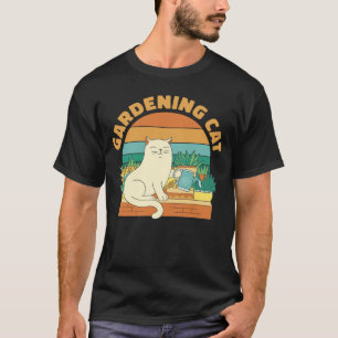 Camiseta Jardinagem Retro Gato Felino Jardineiro Jardim Vin