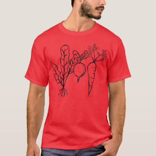 Camiseta Jardinagem Vegetal de Kale, Beterraba e Cenoura