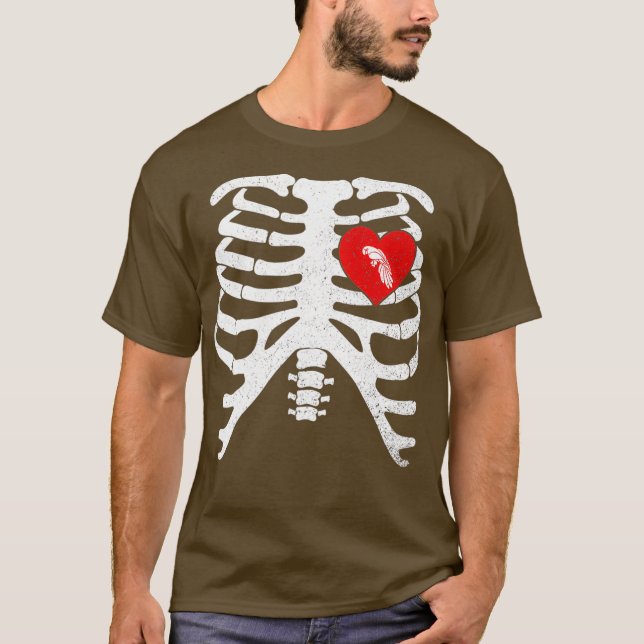 Camiseta JARDINE PARROT com Ossos Xray de Gaiola de Esquele (Frente)