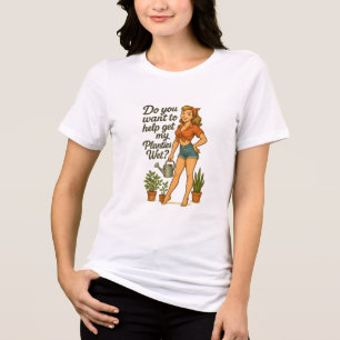 Camiseta Jardineira Pin-Up Atrevida Design de Pun Planties
