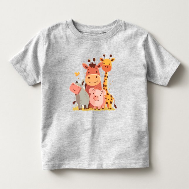 Camiseta Jardineiras de Zoo - Adorável Bebê de Parada Anima (Frente)