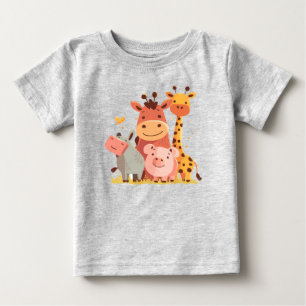 Camiseta Jardineiras de Zoo - Adorável Bebê de Parada Anima