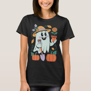 Camiseta Jardineiro Fantasma Design de Halloween Com Abóbor