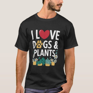 Camiseta Jardineiro Jardim Eu Amo Cães & Plantas Jardinagem