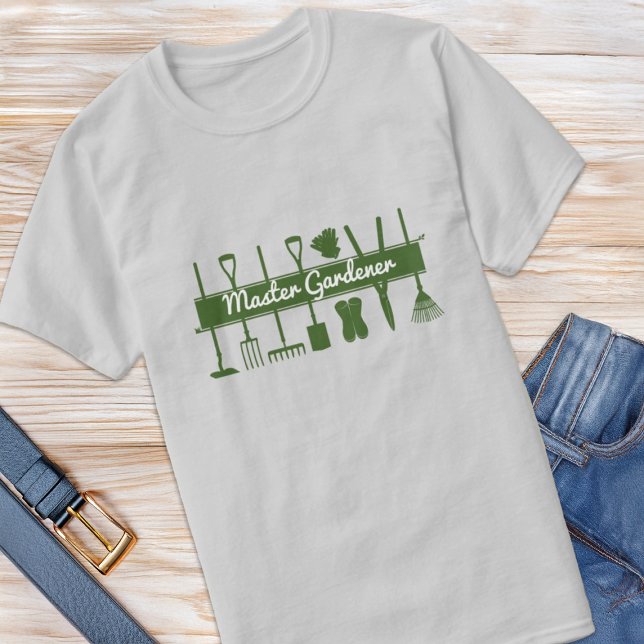 Camiseta Jardineiro Mestre do polegar Verde Moderno Simples (Criador carregado)