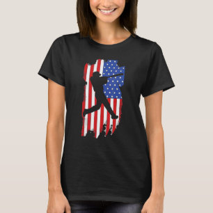 Camiseta Jarros do 4 de Julho Jogador de Beisebol Bandeira