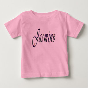 Camiseta "Jasmim" Nome de Meninas Floral Roxo,