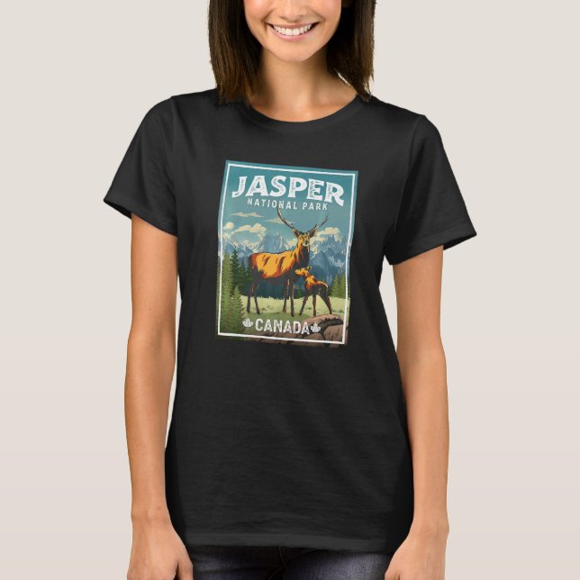 Camiseta Jasper National Park Deer Vintage Look   (Frente)