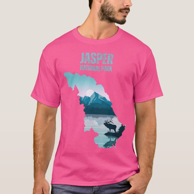 Camiseta Jasper National Park Map Jasper Hiking Escalando C (Frente)