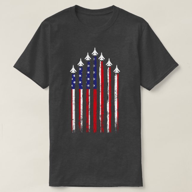 Camiseta Jatos de Combatente Patriótico de Bandeiras Americ (Frente do Design)