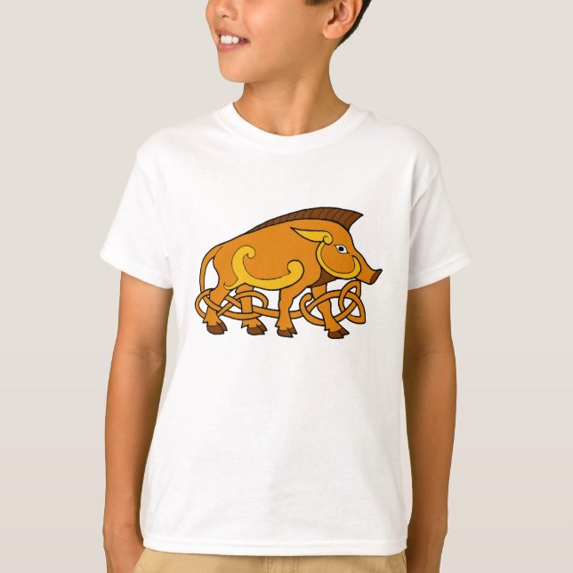 Camiseta Javali celta do nó da arte medieval (Frente)