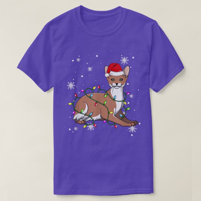 Camiseta Javanês Cat Natal Luzes Natal Papais noeis de Gato (Frente do Design)