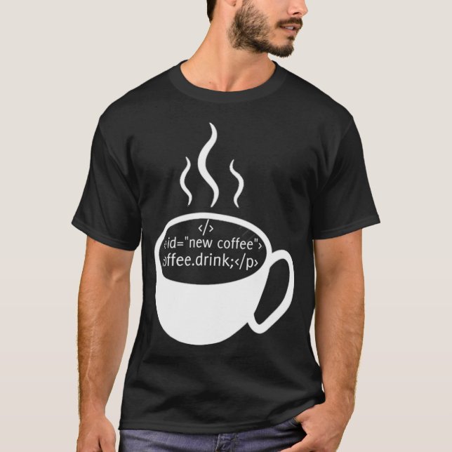 Camiseta JavaScript HTML Code Drink Coffee (Frente)