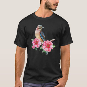 Camiseta Jay Bird Em Pink Camellia Flor Blossom Aves Wa