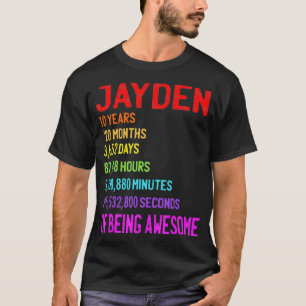Camiseta Jayden 10º aniversário 10 anos 120 meses 3652 dias