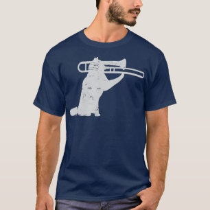 Camiseta Jazz Cat Jogando Trombone Para Jogadores De Bronze