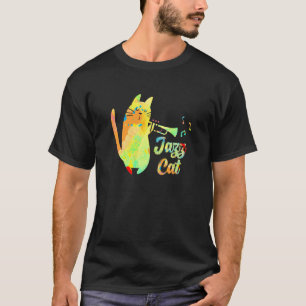 Camiseta Jazz Cat Jogando Trumpet Kitten Musical