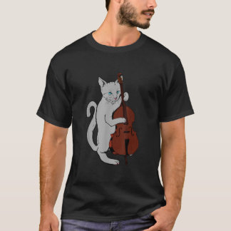 Camiseta Jazz Cat Jogando Upright Bass Shirt Legal3